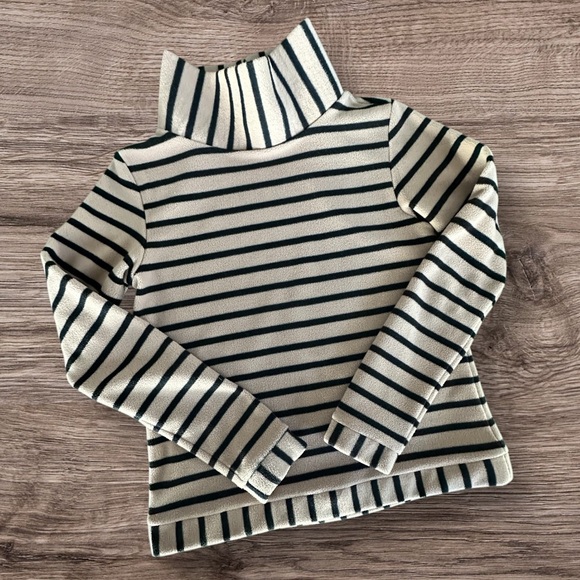 Dudley Stephens Sweaters - Dudley Stephens Park Slope Turtleneck Mariner Stripe Khaki Black Vello Fleece XS